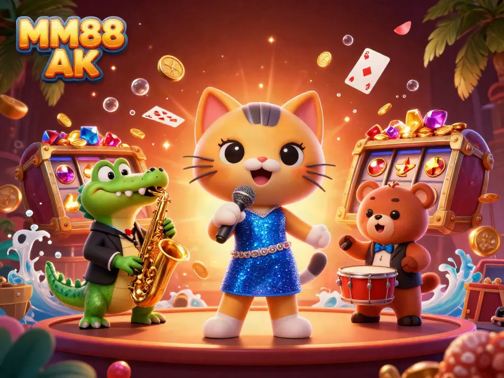 Experience the excitement at MM88 AK casino with vibrant characters and engaging gameplay.