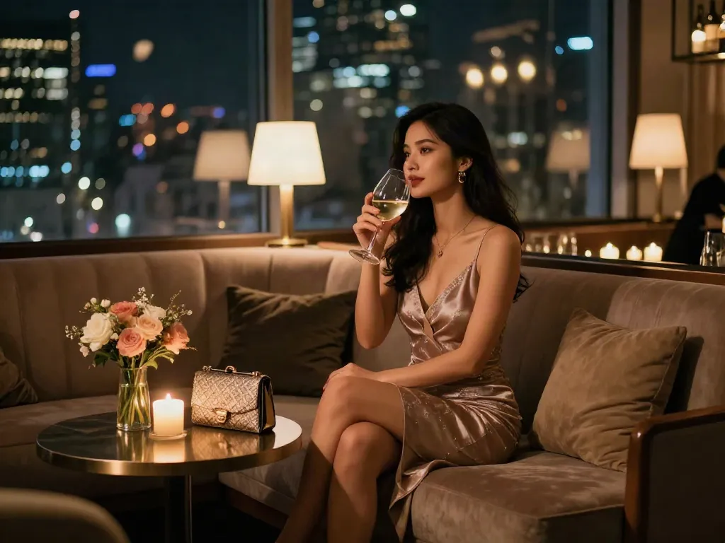 Elegant call girl in a cozy lounge showcasing the charm of נערות ליווי בצפון experiences.